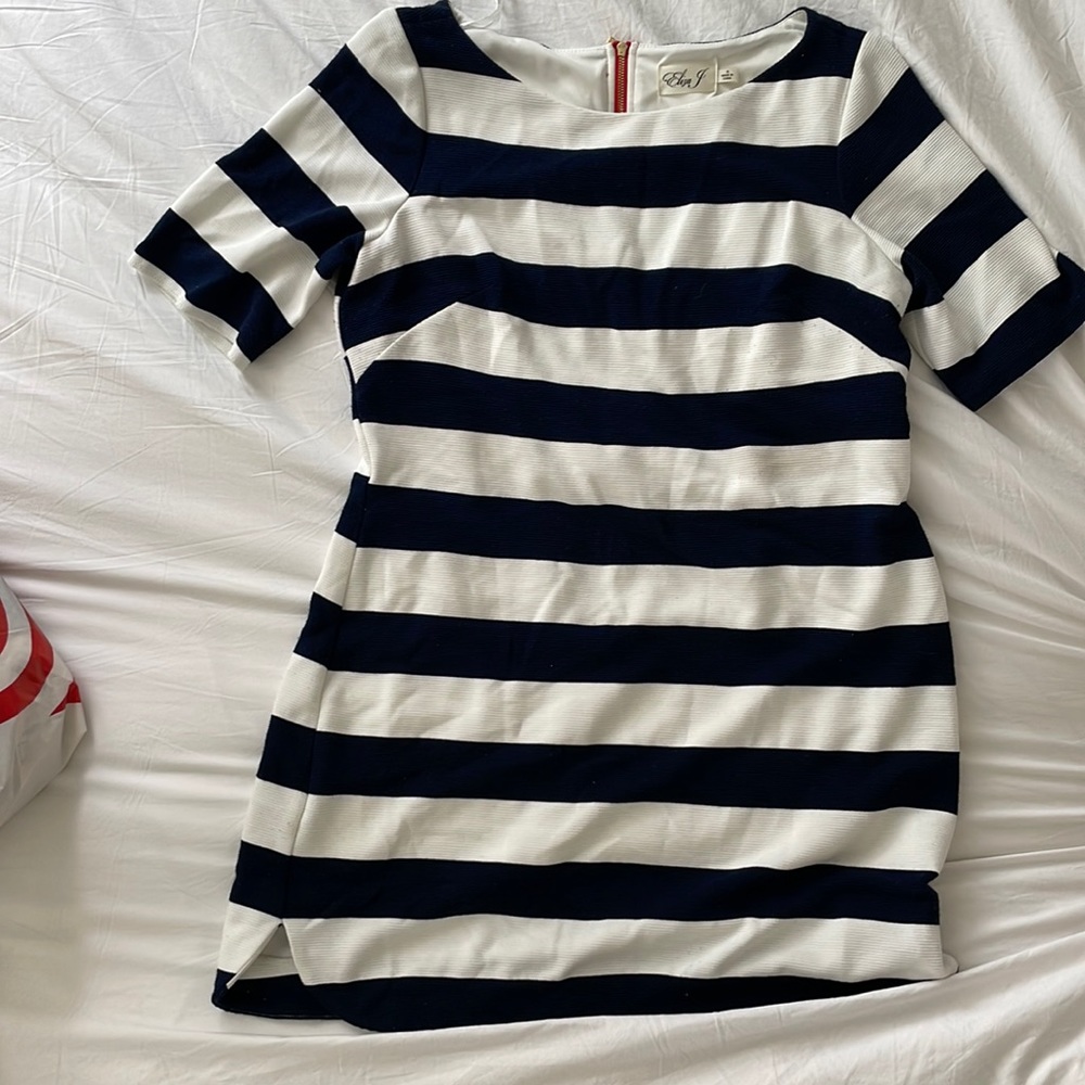 Navy and White Striped Dress